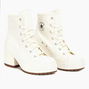 Converse Chuck 70 Luxe Heel 75MM Canvas Sneakers- Egret Black